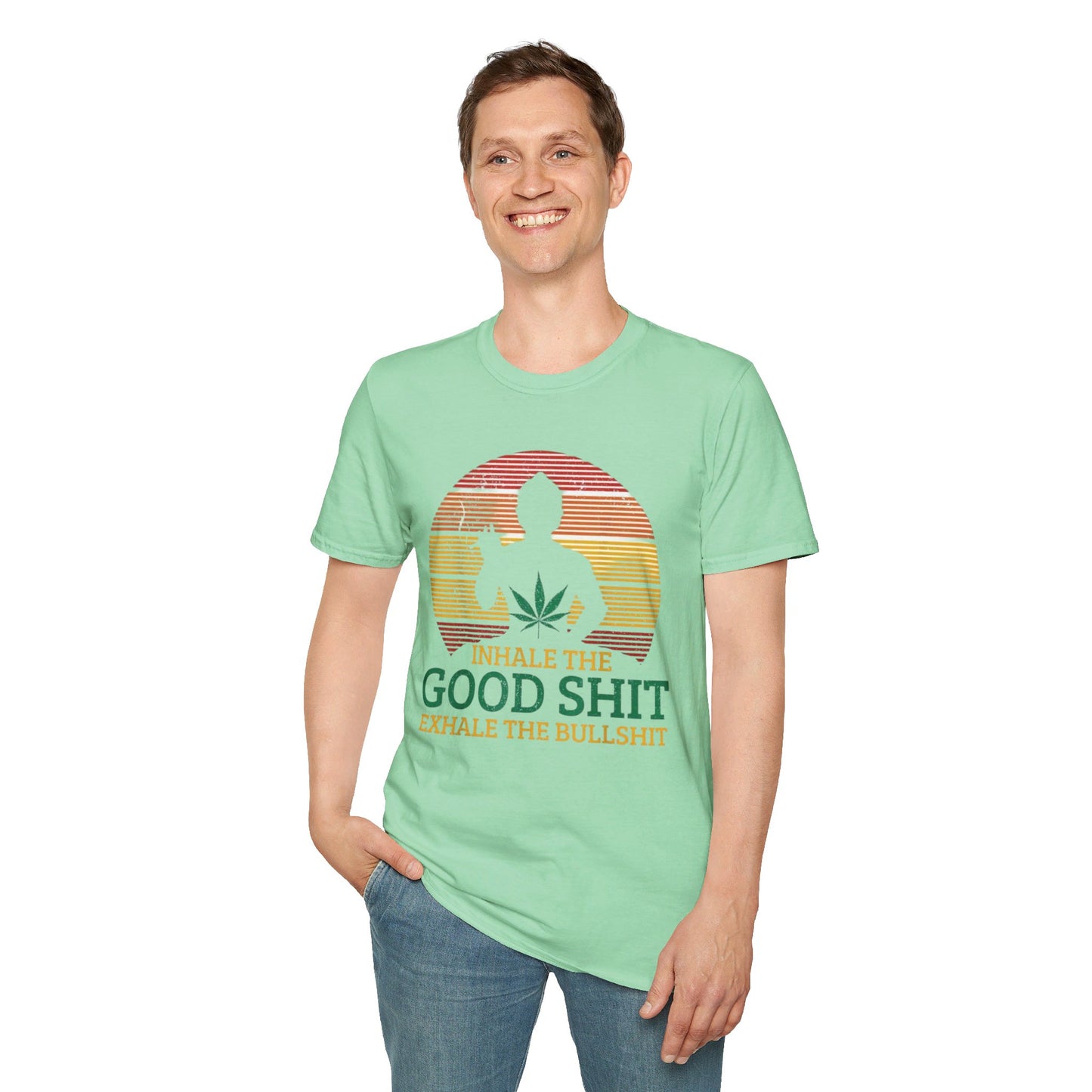 Inhale The Good Shit Exhale The Bullshit Monk Unisex Softstyle T-Shirt