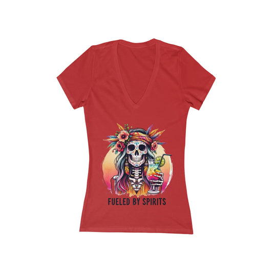 Fueled By Spirits Women's Jersey Short Sleeve Deep V-Neck Tee