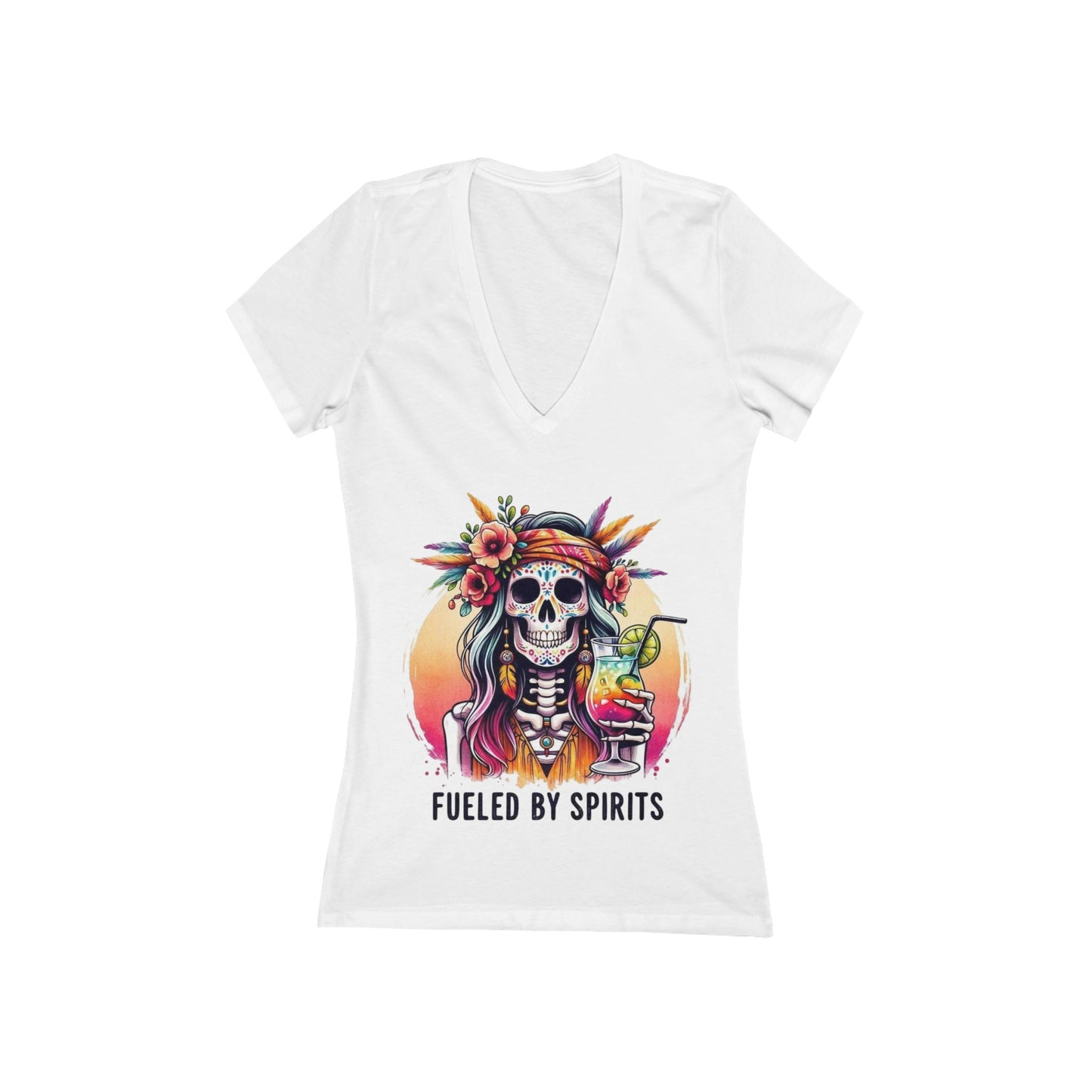 Fueled By Spirits Women's Jersey Short Sleeve Deep V-Neck Tee