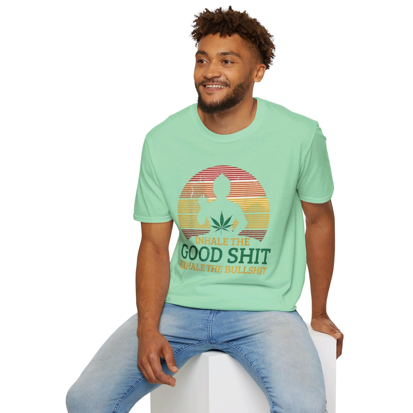 Inhale The Good Shit Exhale The Bullshit Monk Unisex Softstyle T-Shirt