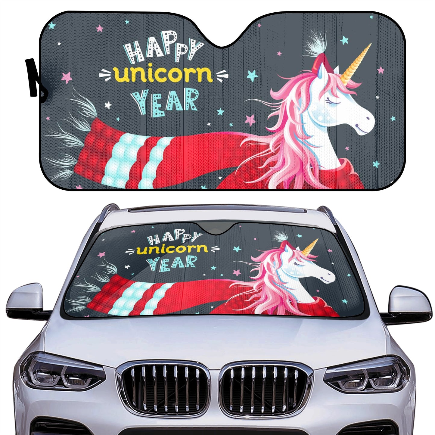 Happy Unicorn Year Car Auto Sun Shade