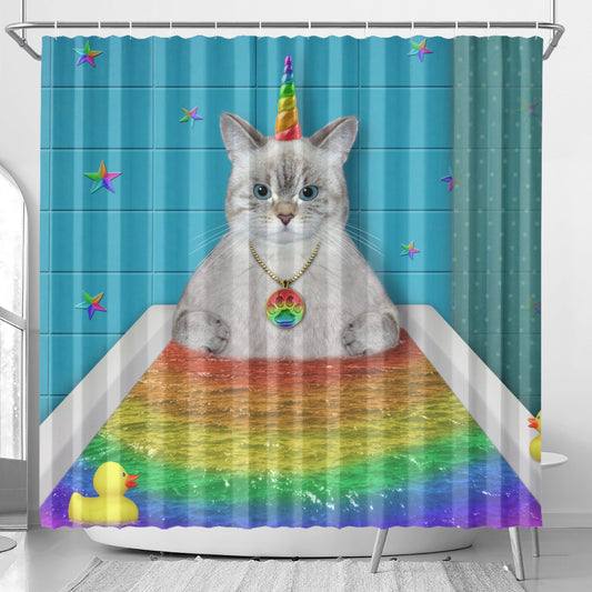 Unicorn Cat Shower Curtain