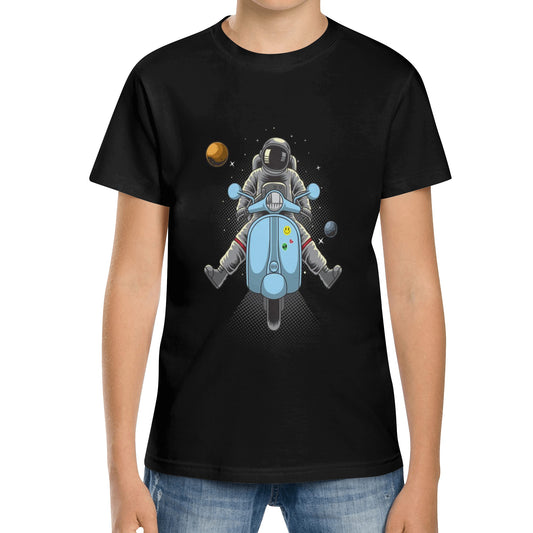 Moped Astronaut Kids Short Sleeve T-Shirt