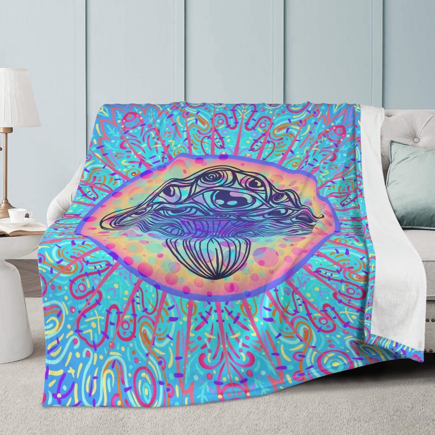 Mushroom Third Eye Fleece Blanket