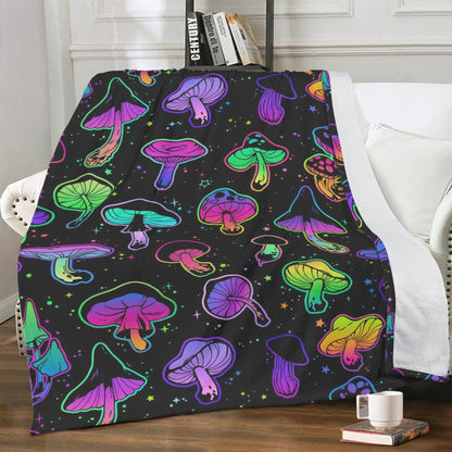 Neon Mushroom Fleece Blanket