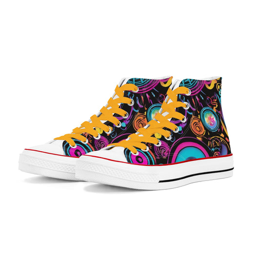 Record Label Remix Mens Classic High Top Canvas Shoes