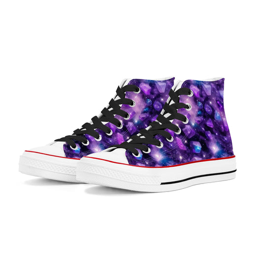 Purple Galaxy Womens Classic High Top Canvas Shoes