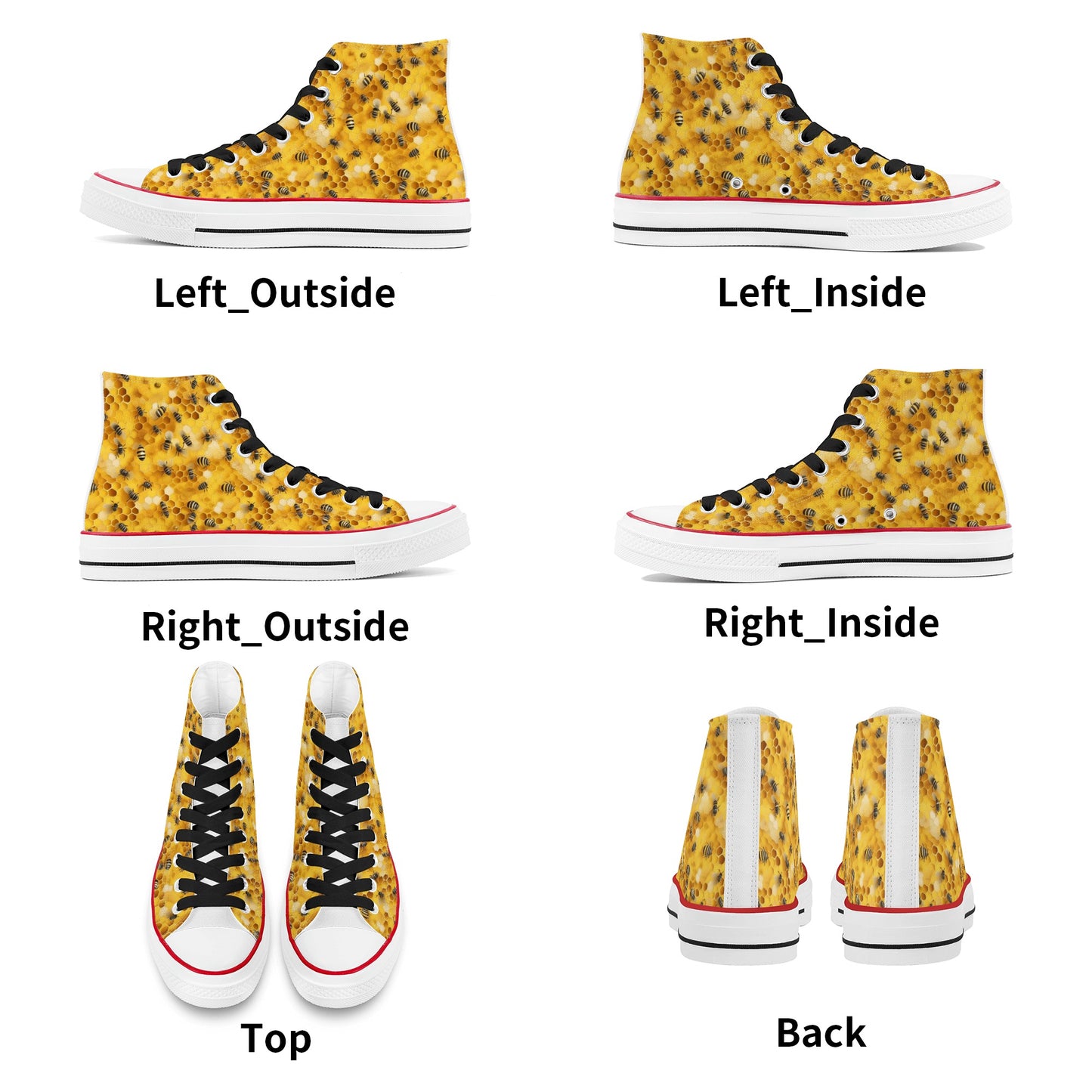 Honey Bee Mens Classic High Top Canvas Shoes