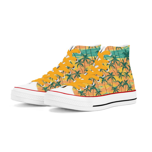 Palm Paradise Mens Classic High Top Canvas Shoes