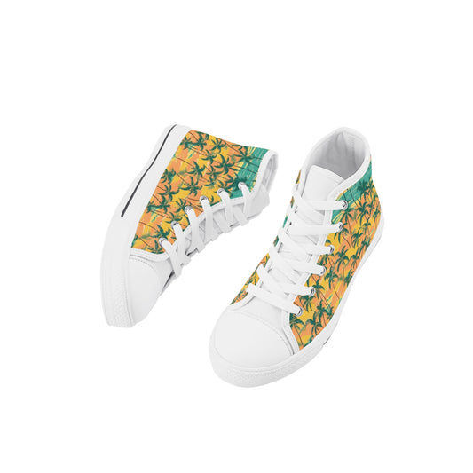 Palm Paradise Kids High Top Canvas Shoes