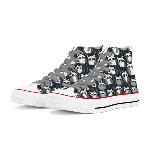 Raccoon Womens Classic High Top Canvas Shoes