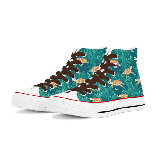 Sea Turtle Mens Classic High Top Canvas Shoes