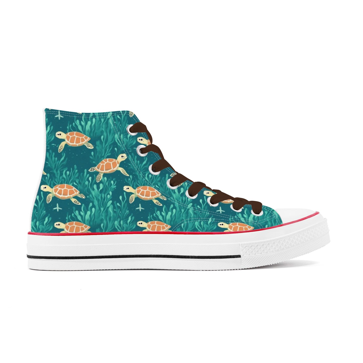 Sea Turtle Mens Classic High Top Canvas Shoes