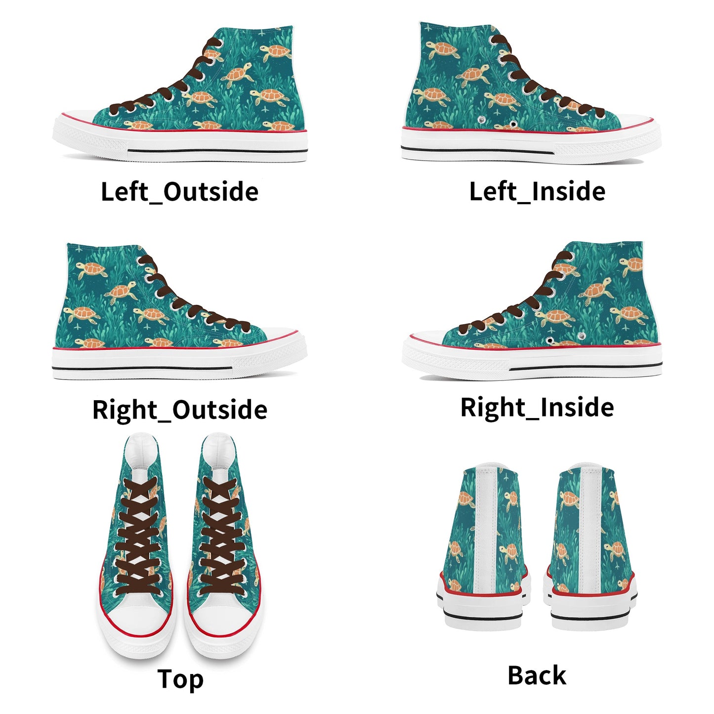 Sea Turtle Mens Classic High Top Canvas Shoes