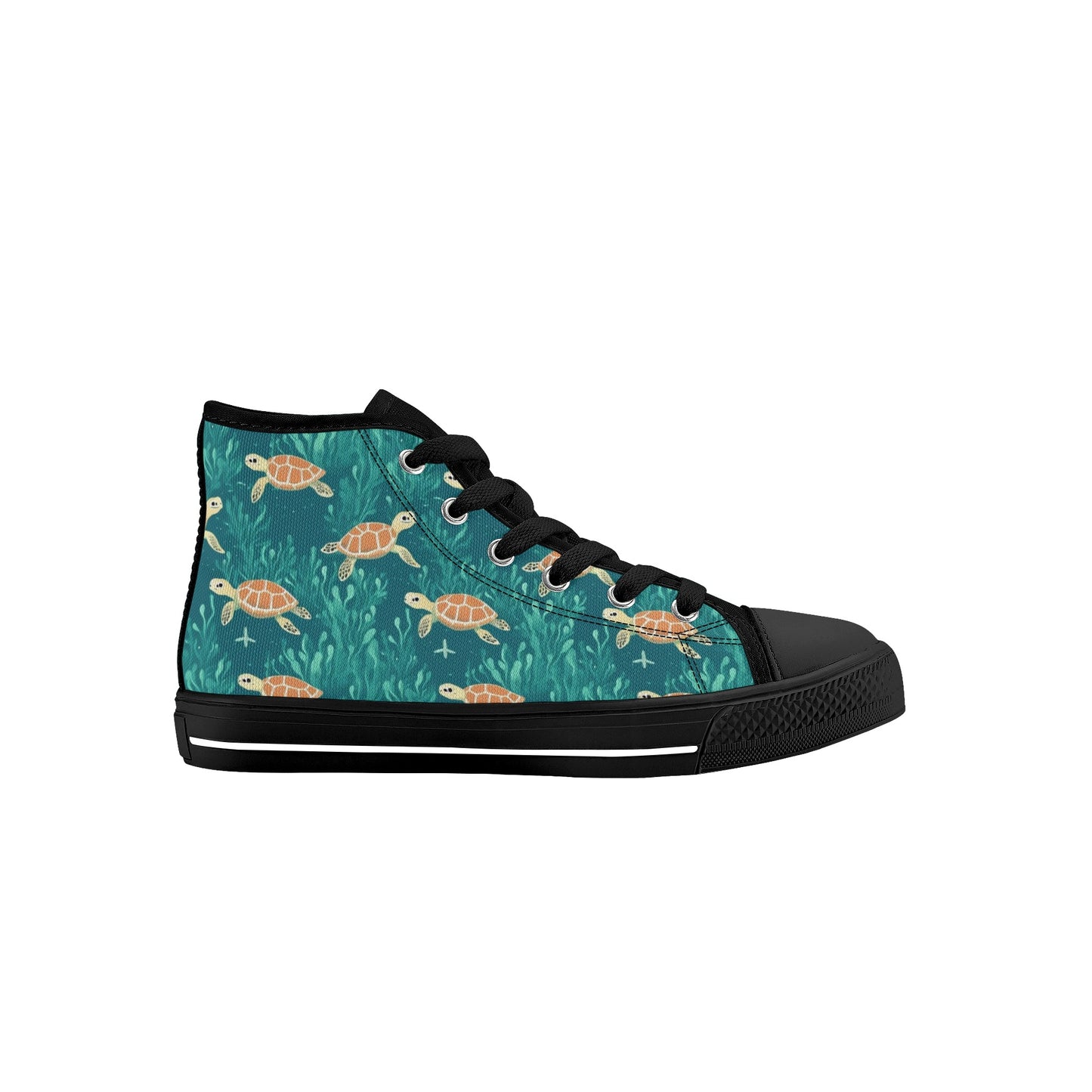 Sea Turtle Kids High Top Canvas Shoes