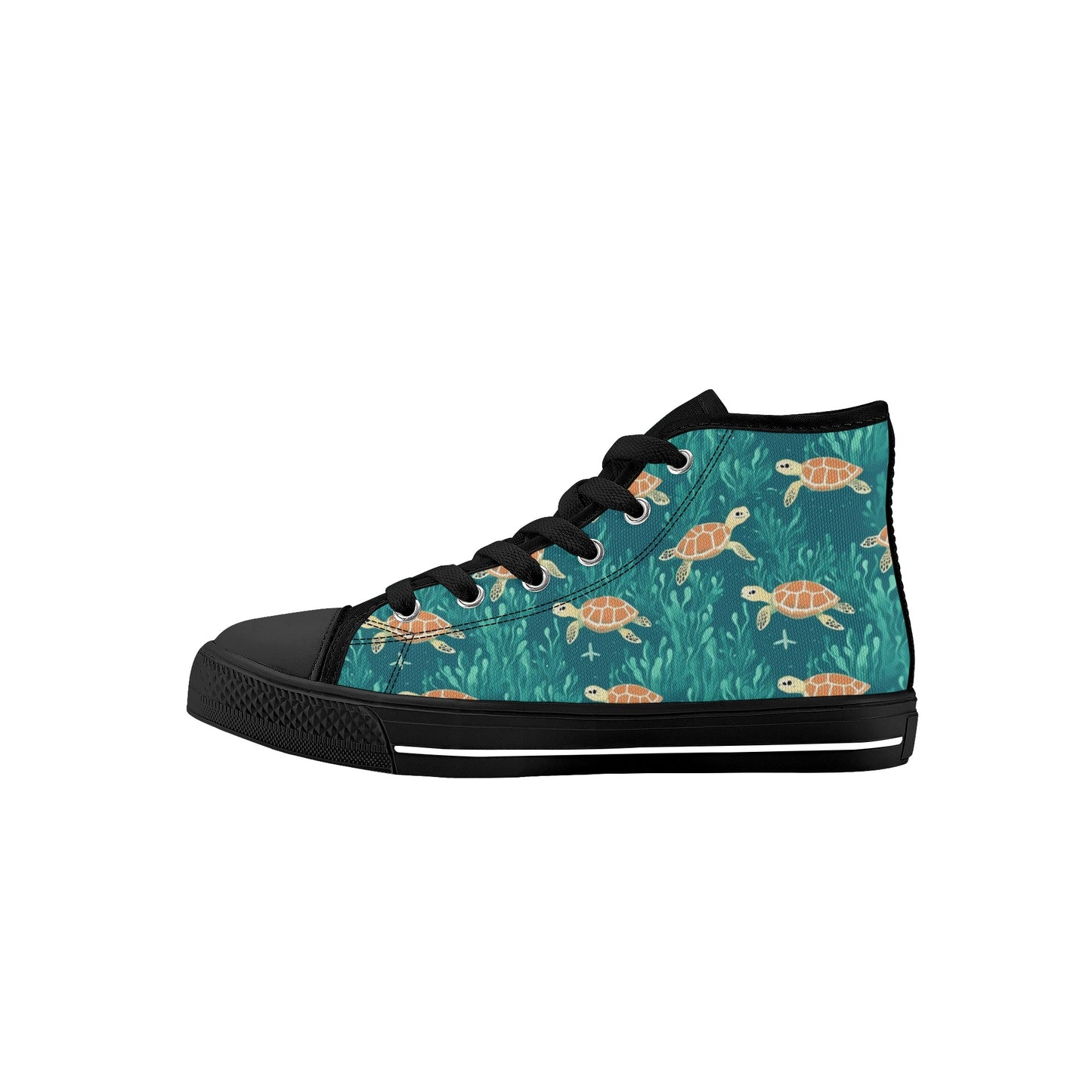 Sea Turtle Kids High Top Canvas Shoes