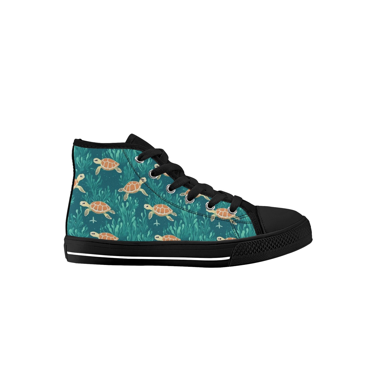 Sea Turtle Kids High Top Canvas Shoes