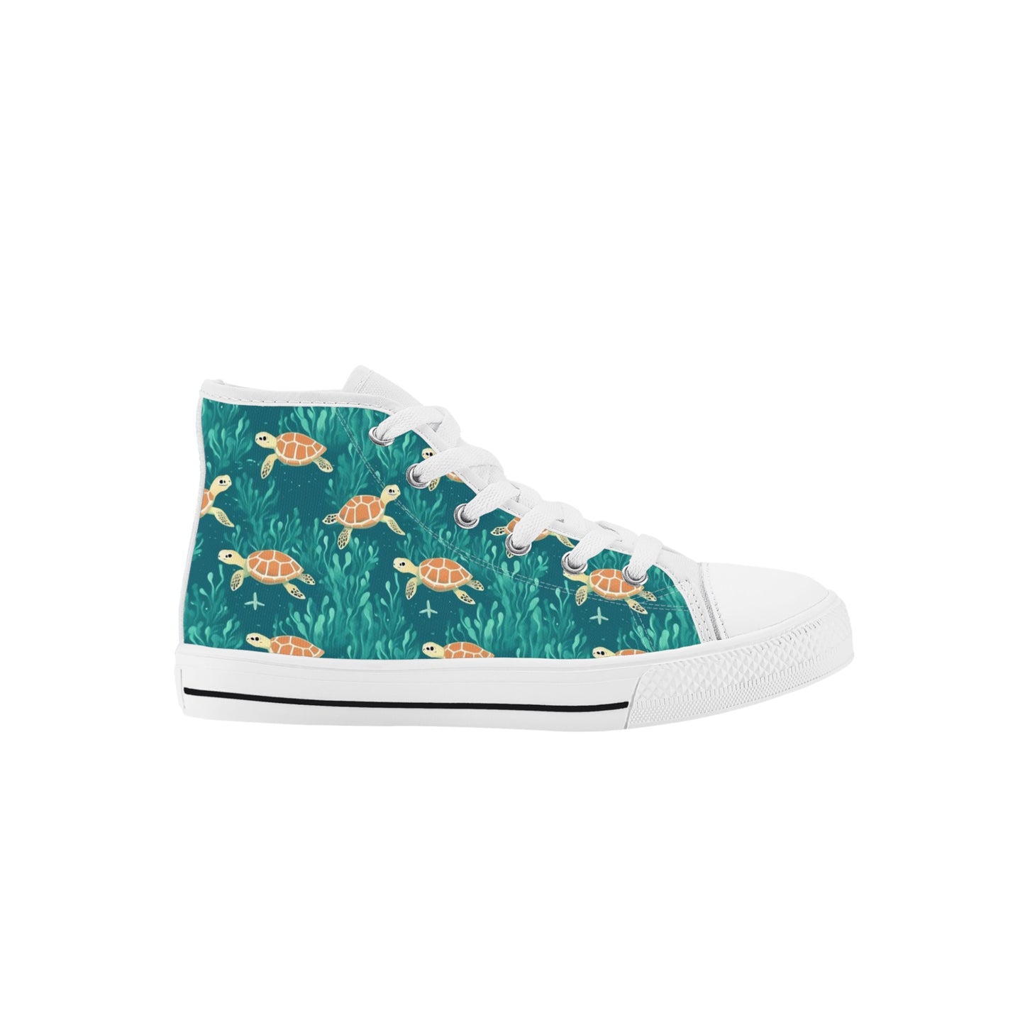 Sea Turtle Kids High Top Canvas Shoes