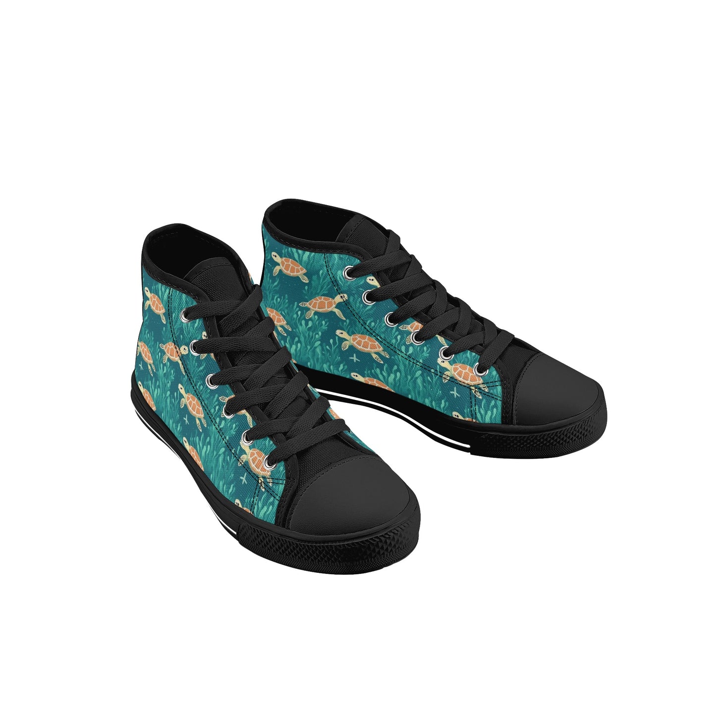 Sea Turtle Kids High Top Canvas Shoes