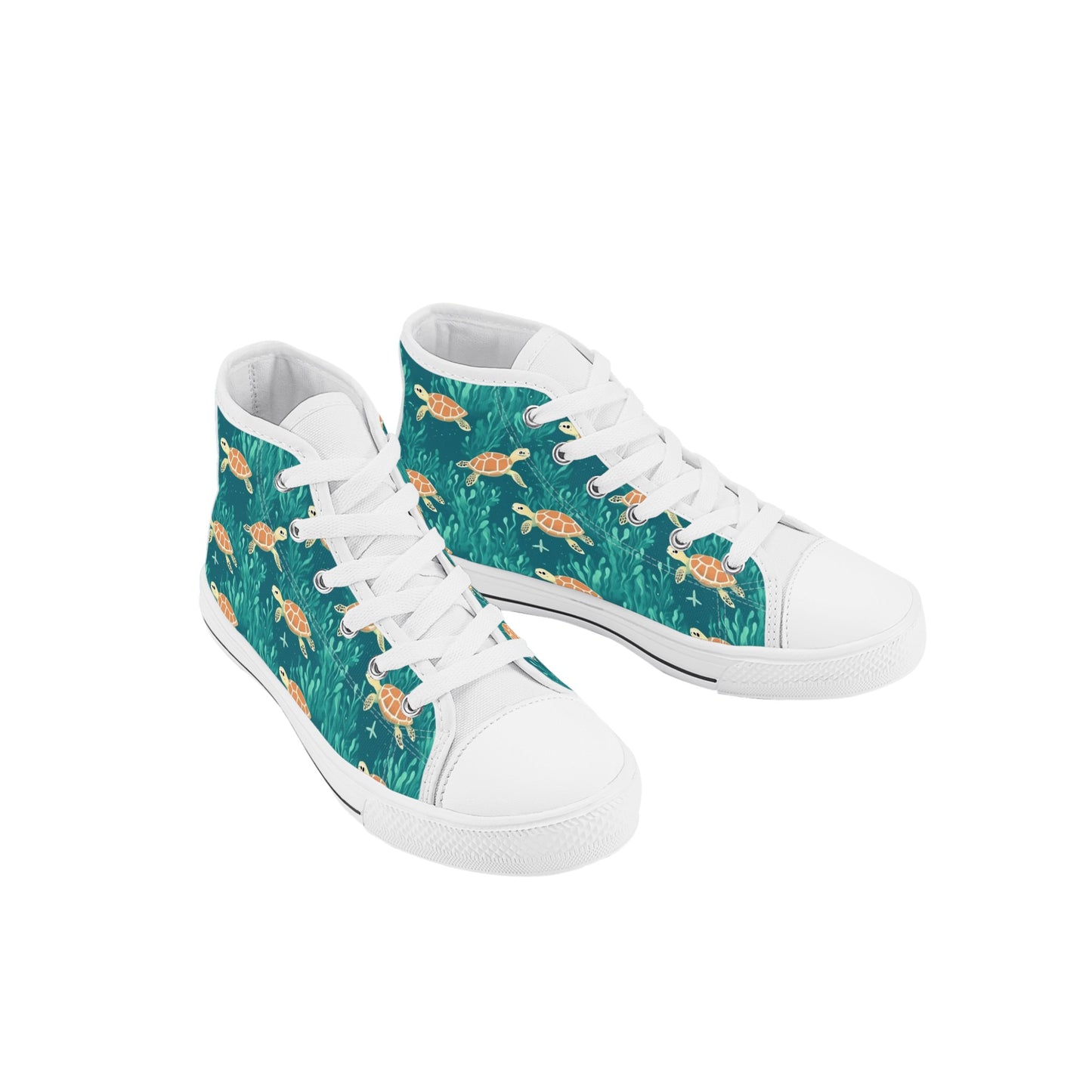 Sea Turtle Kids High Top Canvas Shoes