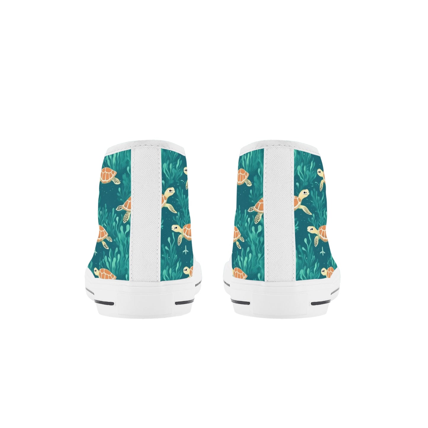 Sea Turtle Kids High Top Canvas Shoes