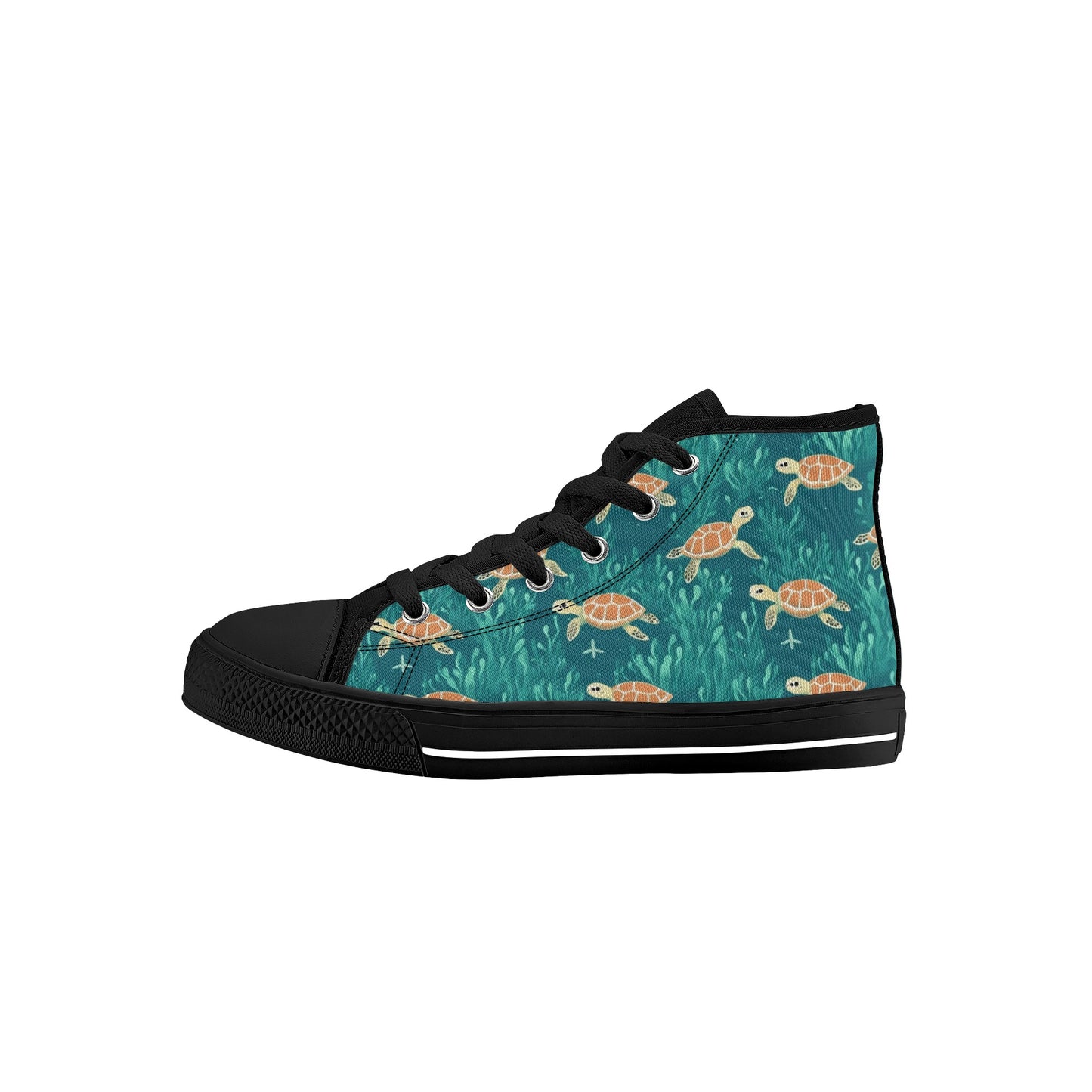 Sea Turtle Kids High Top Canvas Shoes