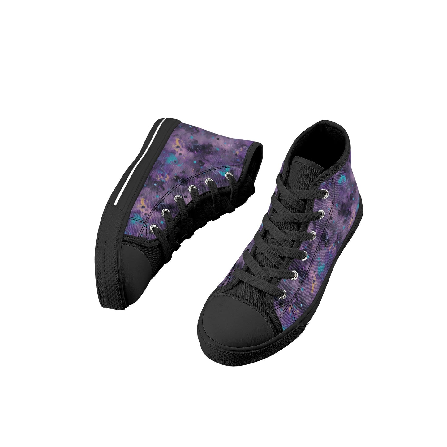 Watercolor Galaxy Kids High Top Canvas Shoes