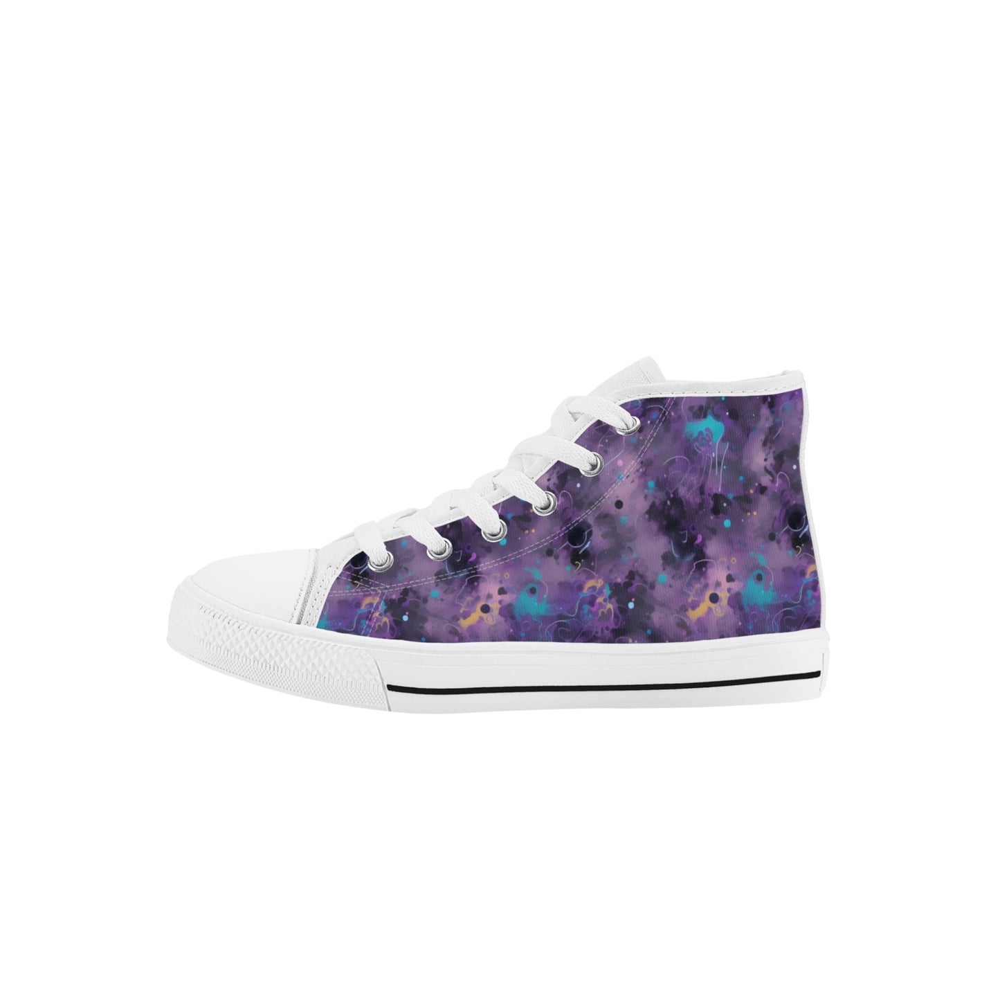 Watercolor Galaxy Kids High Top Canvas Shoes