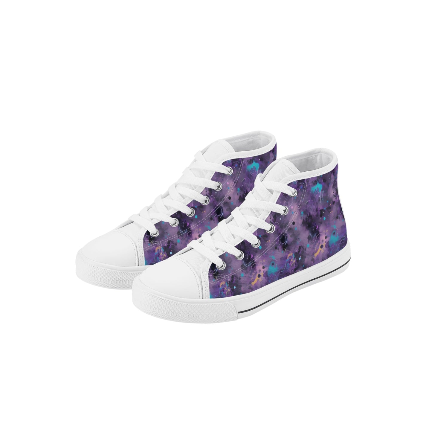 Watercolor Galaxy Kids High Top Canvas Shoes