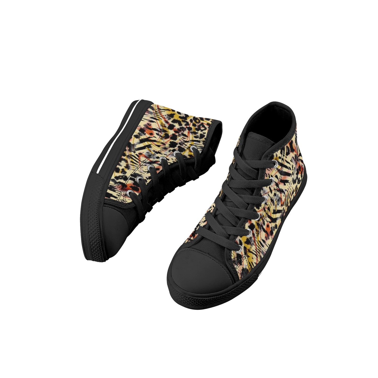 Animal Print Kids High Top Canvas Shoes