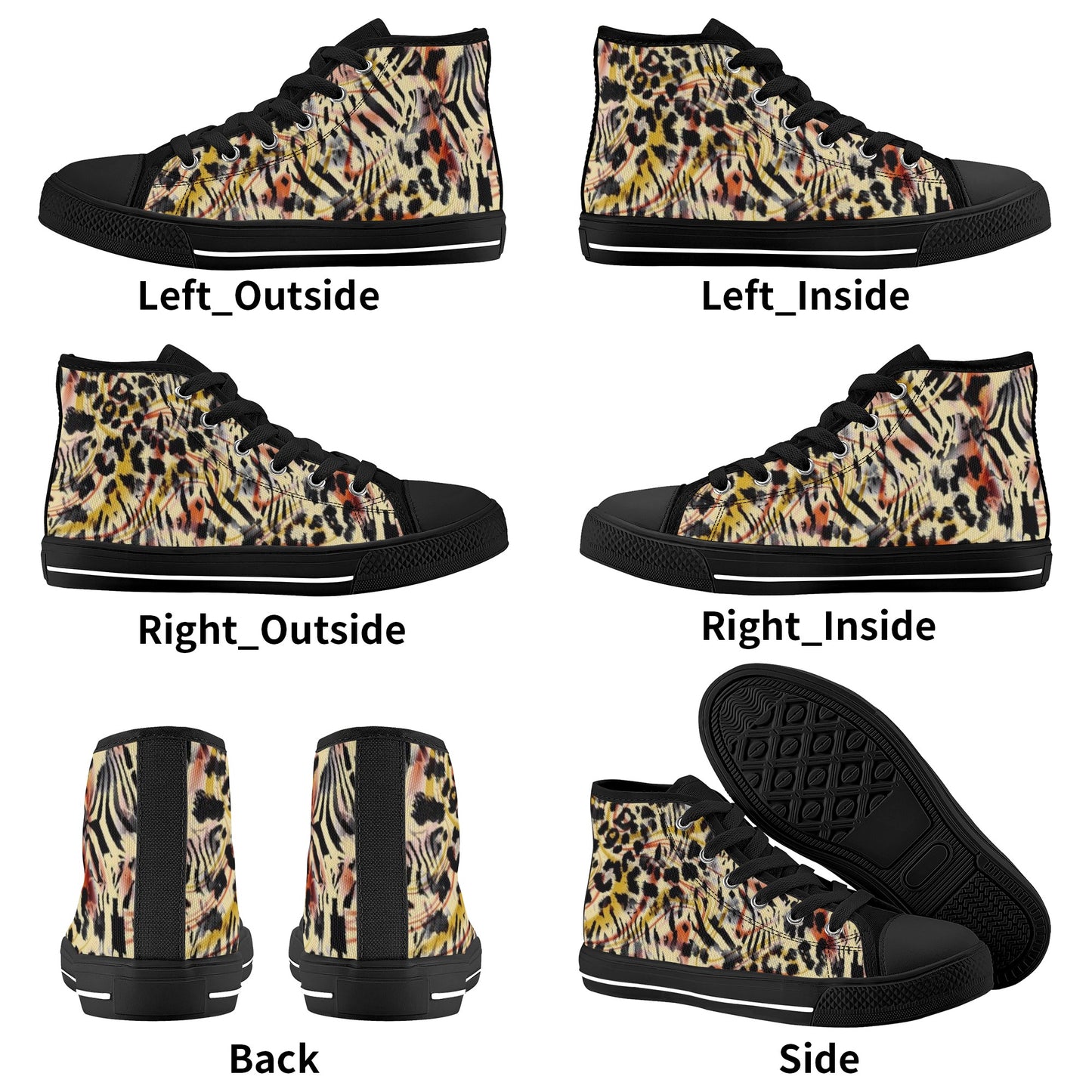 Animal Print Kids High Top Canvas Shoes