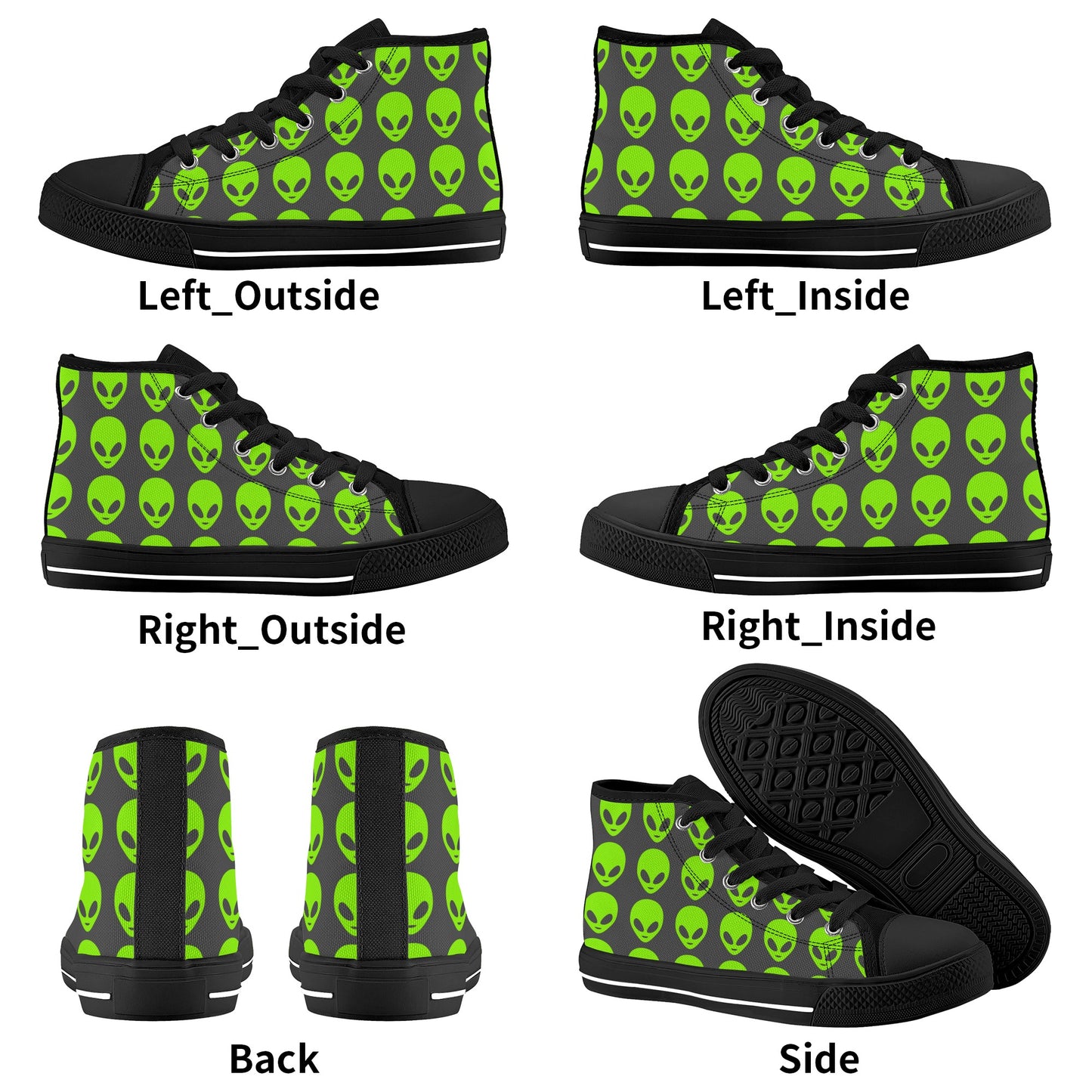 Alien Kids High Top Canvas Shoes