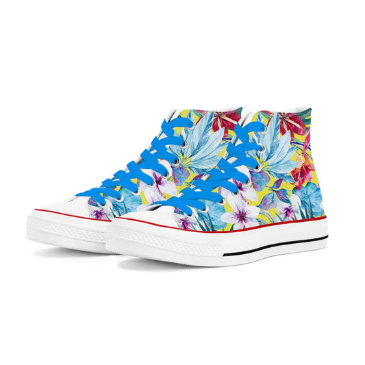 Light Hawaiian Print Mens Classic High Top Canvas Shoes