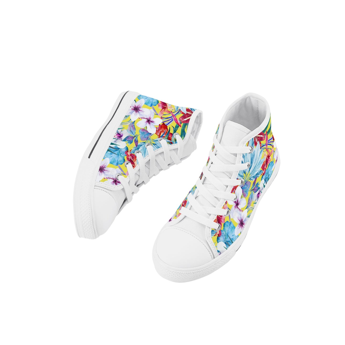 Light Hawaiian Kids High Top Canvas Shoes