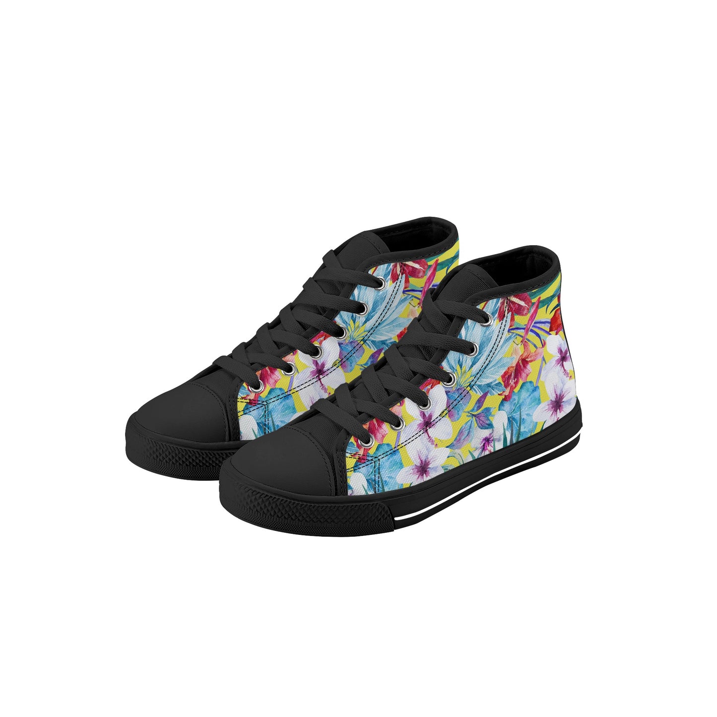 Light Hawaiian Kids High Top Canvas Shoes