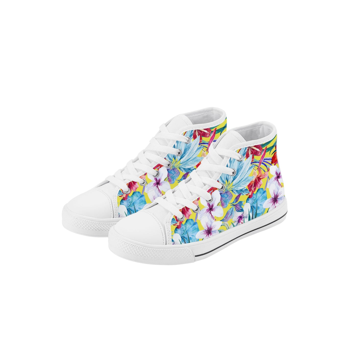 Light Hawaiian Kids High Top Canvas Shoes