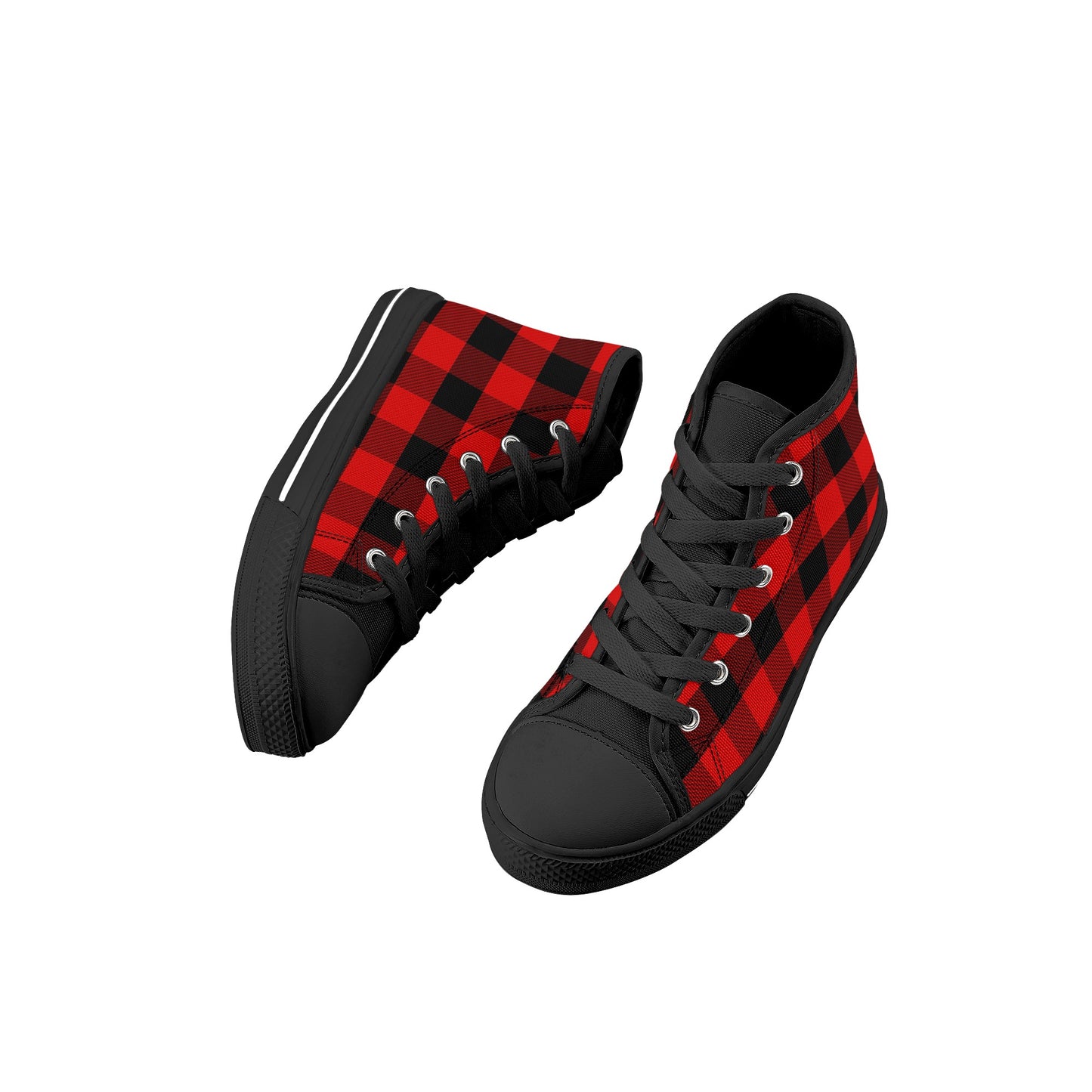 Red Flannel Kids High Top Canvas Shoes