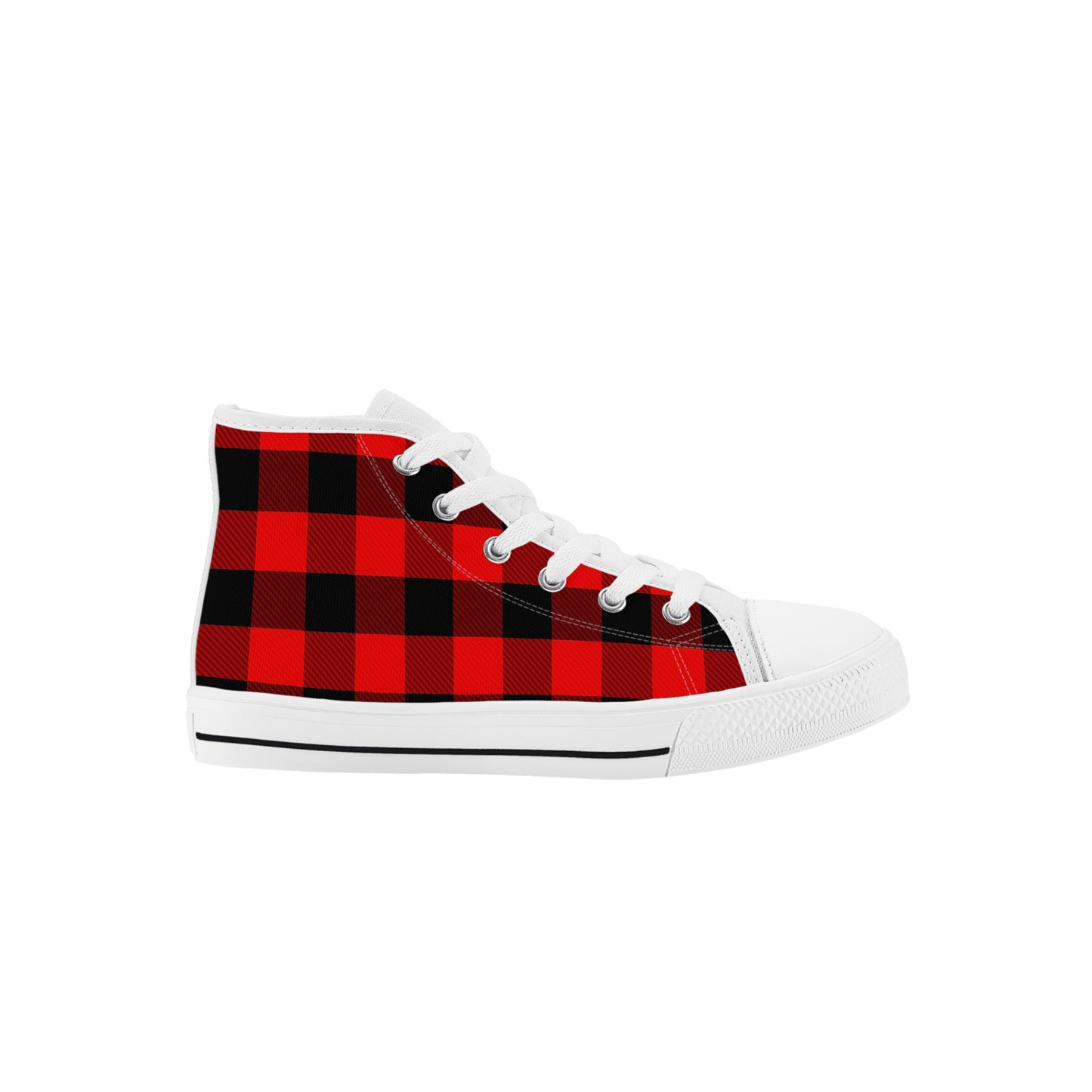 Red Flannel Kids High Top Canvas Shoes