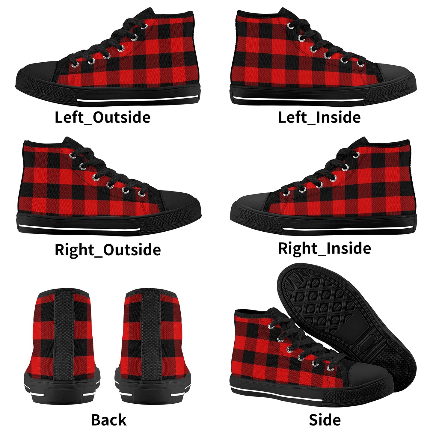 Red Flannel Kids High Top Canvas Shoes