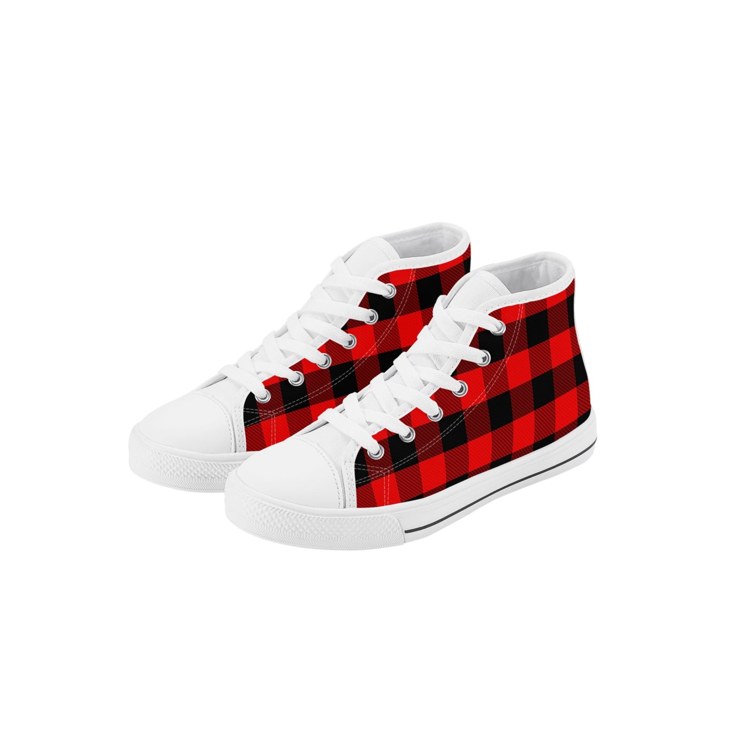 Red Flannel Kids High Top Canvas Shoes