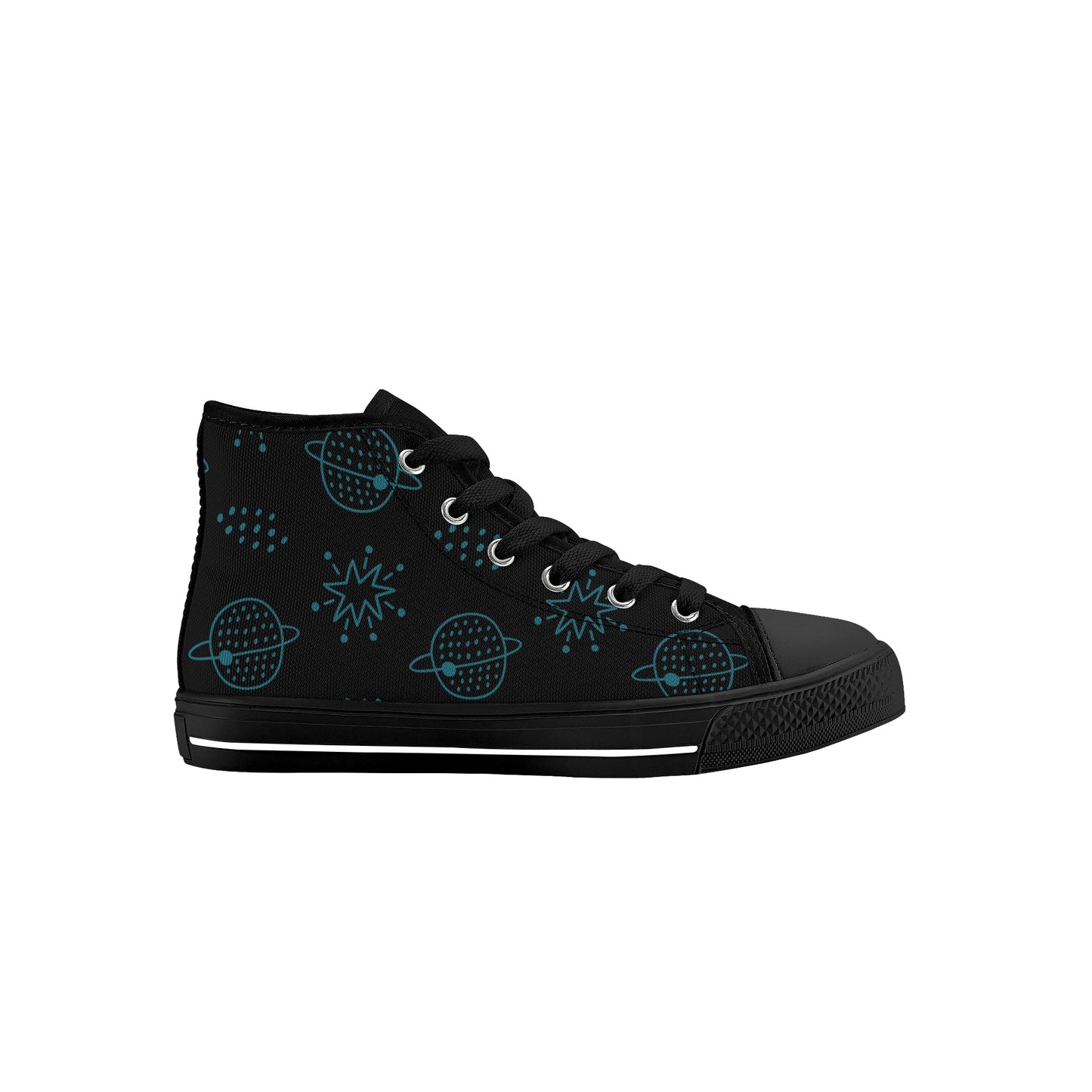 Space Face Kids High Top Canvas Shoes