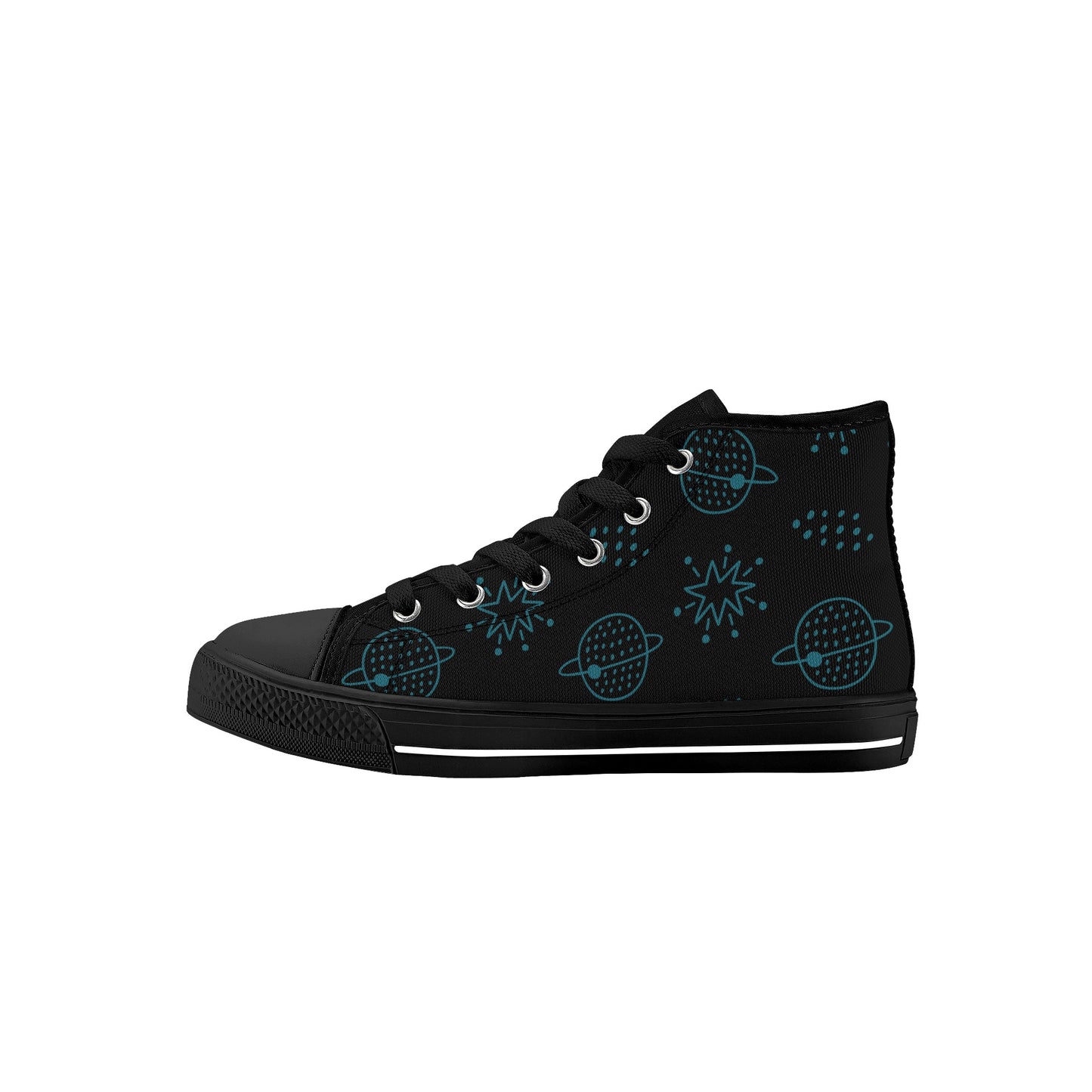 Space Face Kids High Top Canvas Shoes