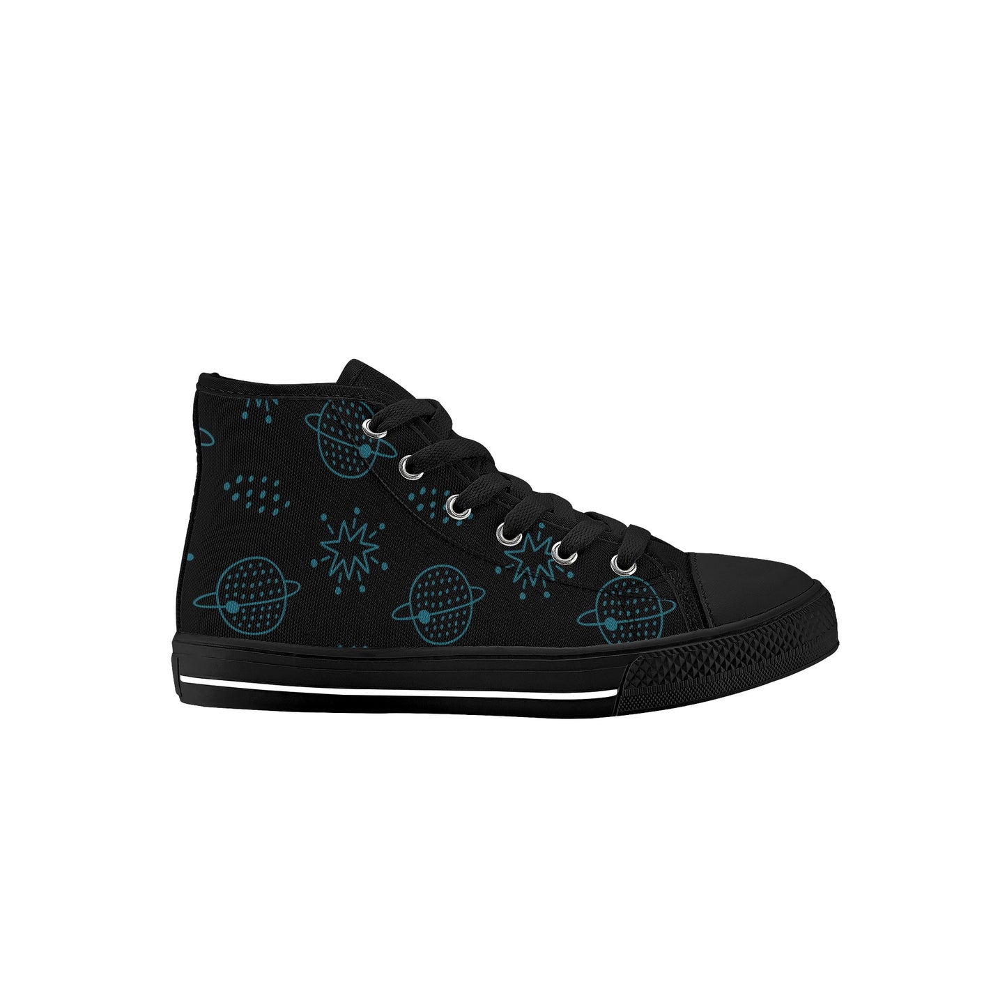 Space Face Kids High Top Canvas Shoes