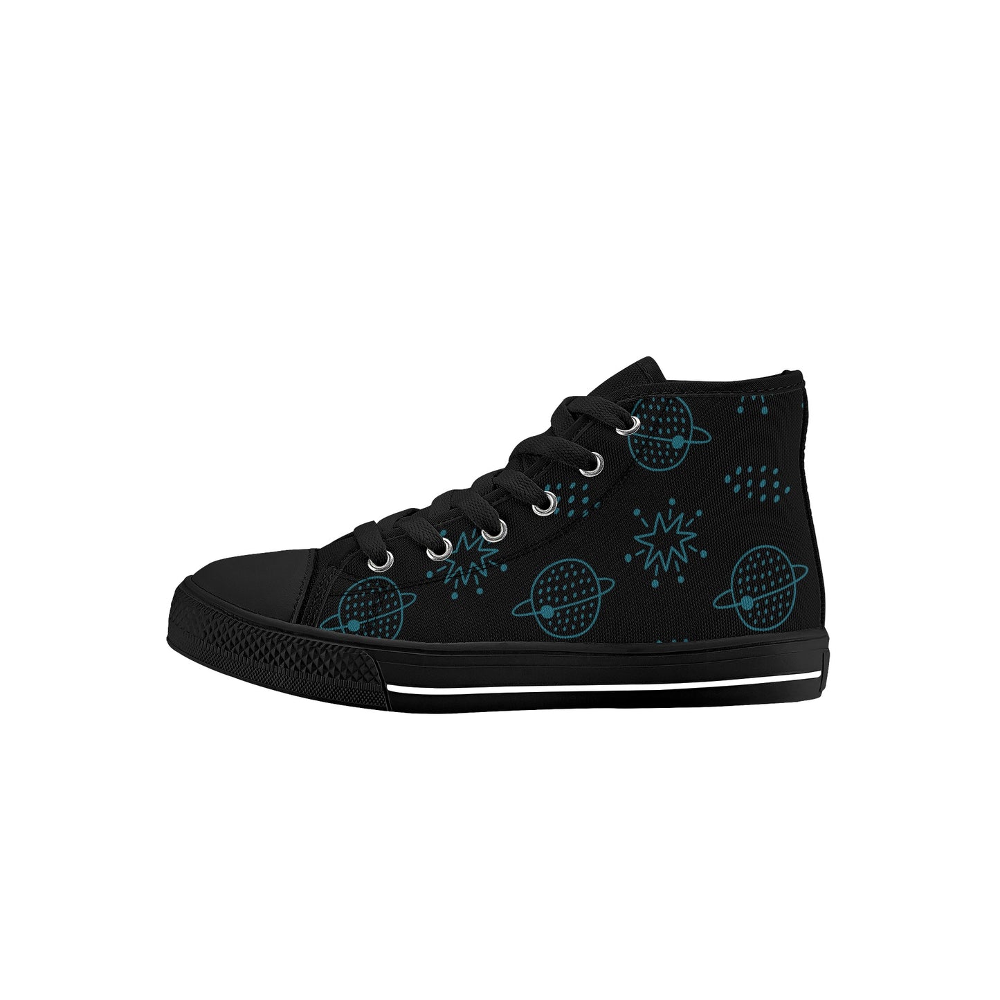 Space Face Kids High Top Canvas Shoes