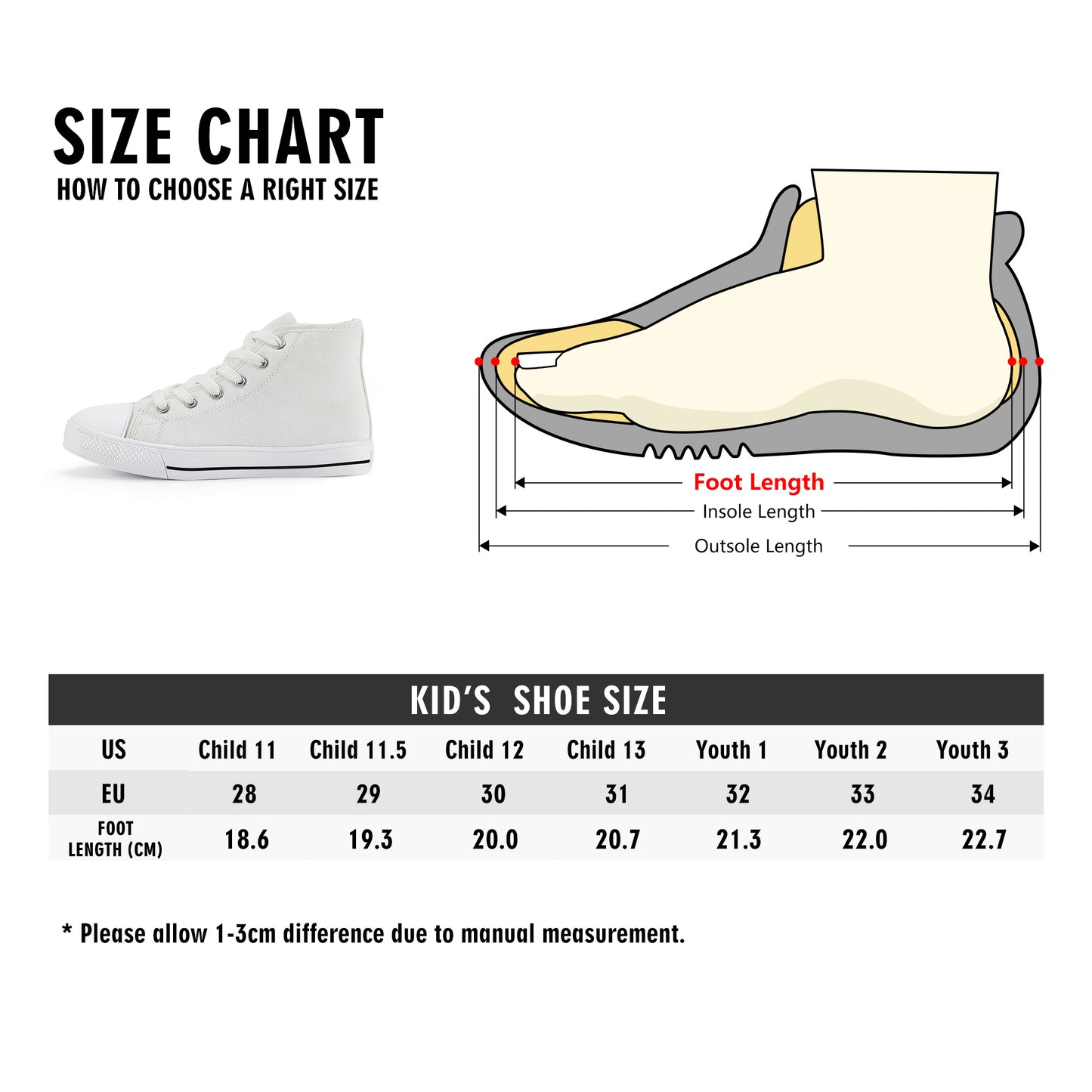 Space Face Kids High Top Canvas Shoes